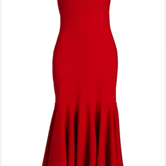 NWT SZ O/S Gorgeous Red Susana Monaco Flutter Midi dress. - Picture 4 of 8